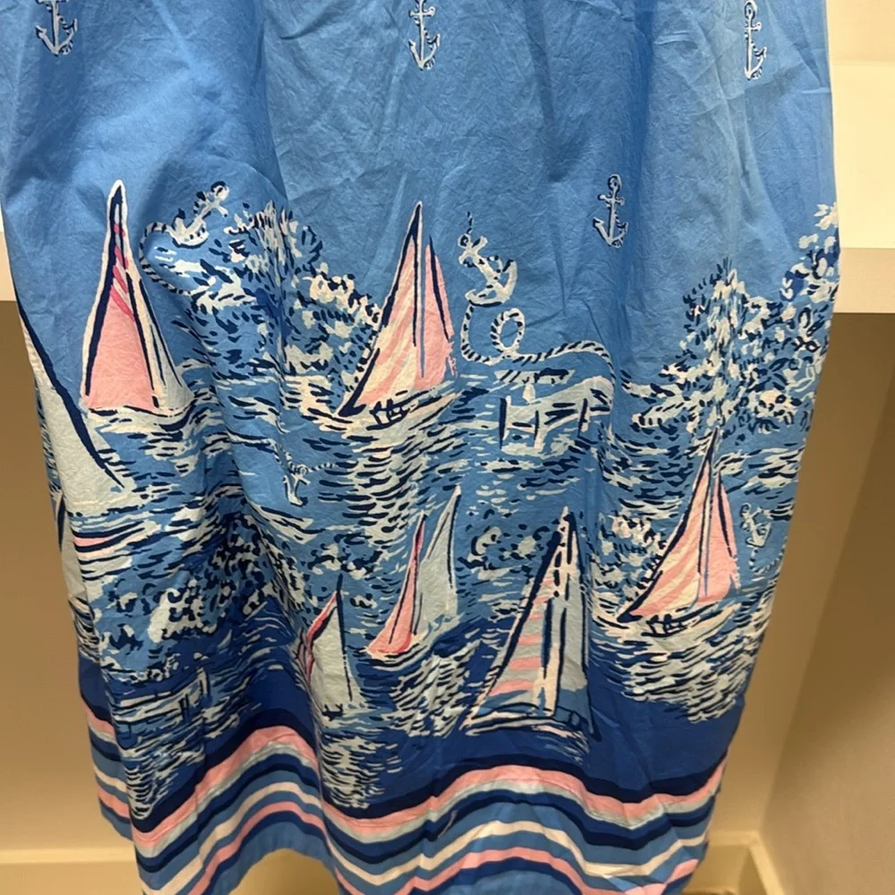 Lilly Pulitzer Charlese Cotton Halter Midi Dress Lunar Blue Womens Size 0 - Picture 4 of 15